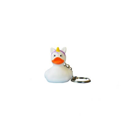 Unicorn White Rubber Duck Key Ring