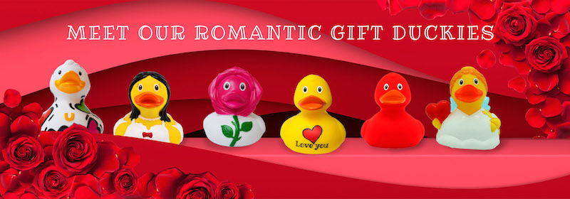 4Es Novelty Bulk Mini Valentine Rubber Duckies Heart Ducks 24 Pack Miniature Valentine Decor Party Favors for Kids 