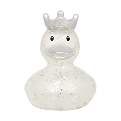 Glitter Crown Silver Rubber Duck