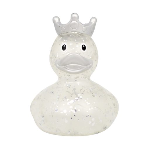 Glitter Crown Silver Rubber Duck