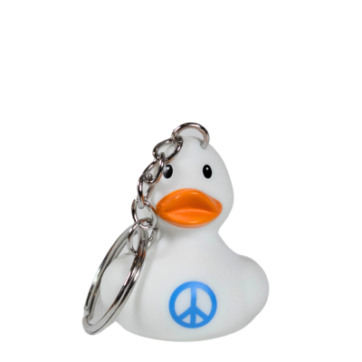 Key Ring White Peace Rubber Duck