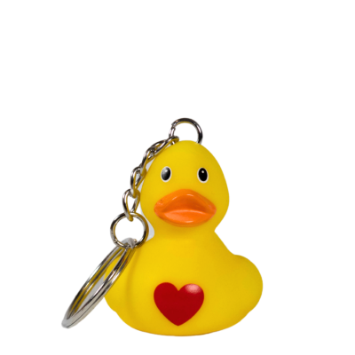 Key Ring Yellow Heart Rubber Duck.