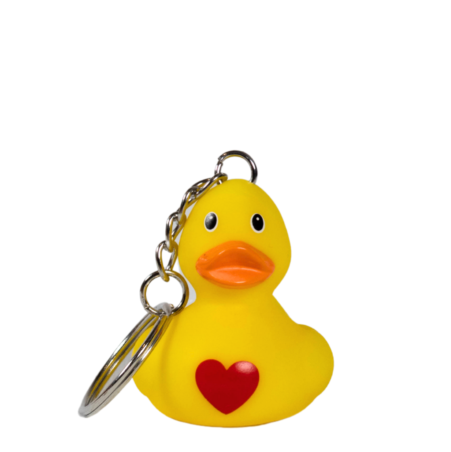 Key Ring Yellow Heart Rubber Duck.